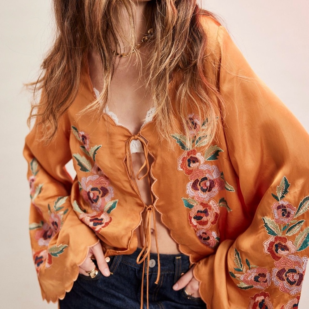 Free People Satin Tie Top